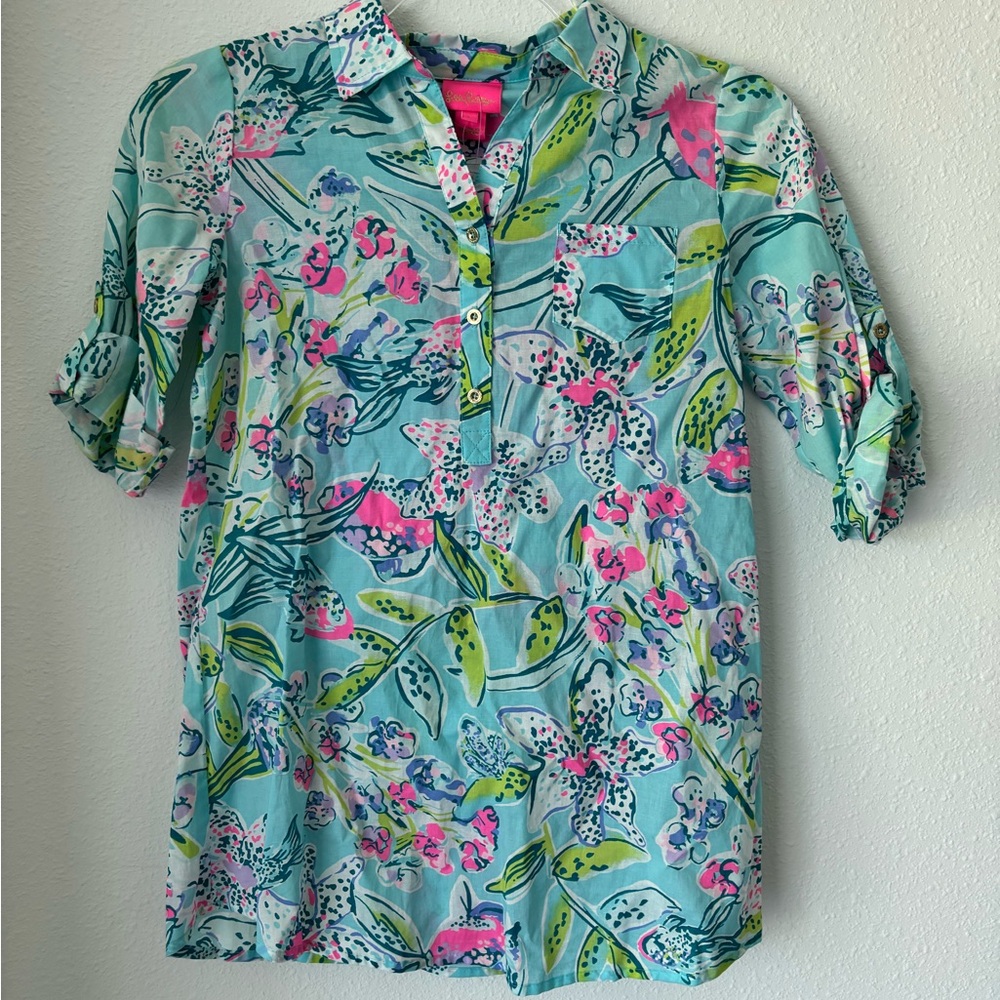 Lilly Pulitzer Girls' Little Mini Natalie Cover Up Shirt Dress